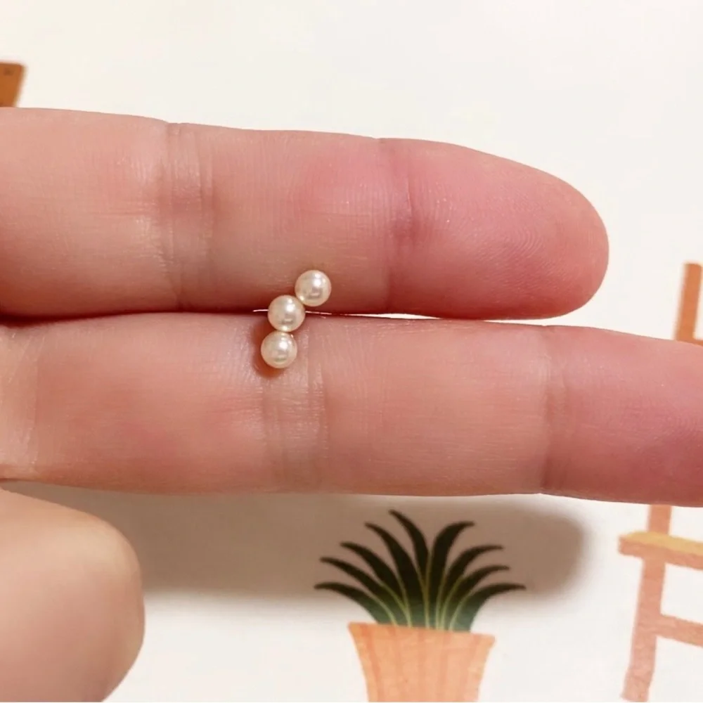 14k Rose Gold Bubble Pearl Stud Piercing - Picture 3 of 5